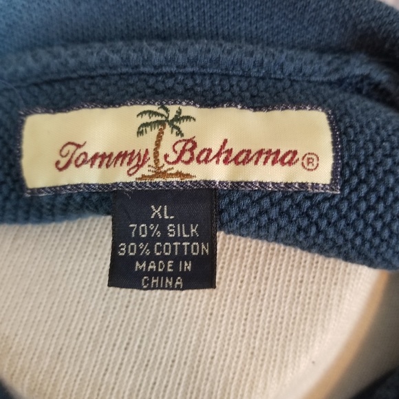 Tommy Bahama Mens Blue Polo XL Silk & Cotton G55 - Picture 6 of 6
